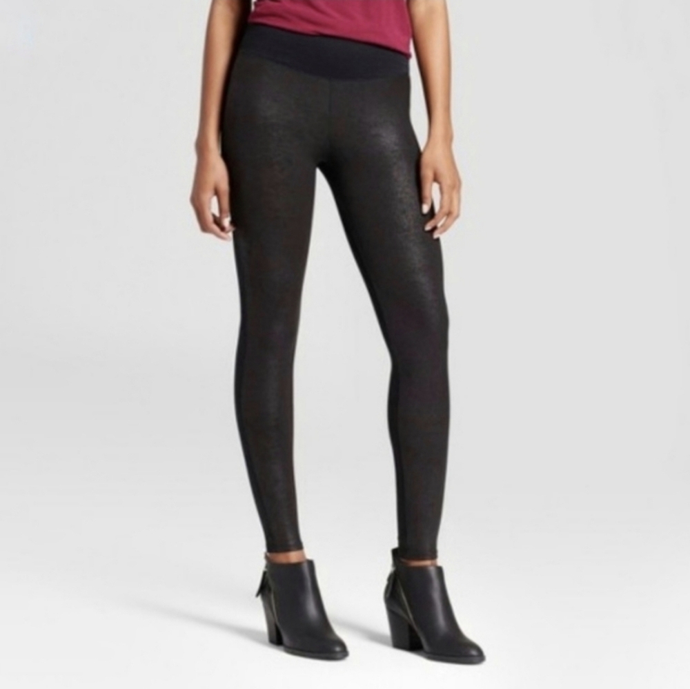 Assets by Spanx Metallic Faux Leather Front Shaping Leggings